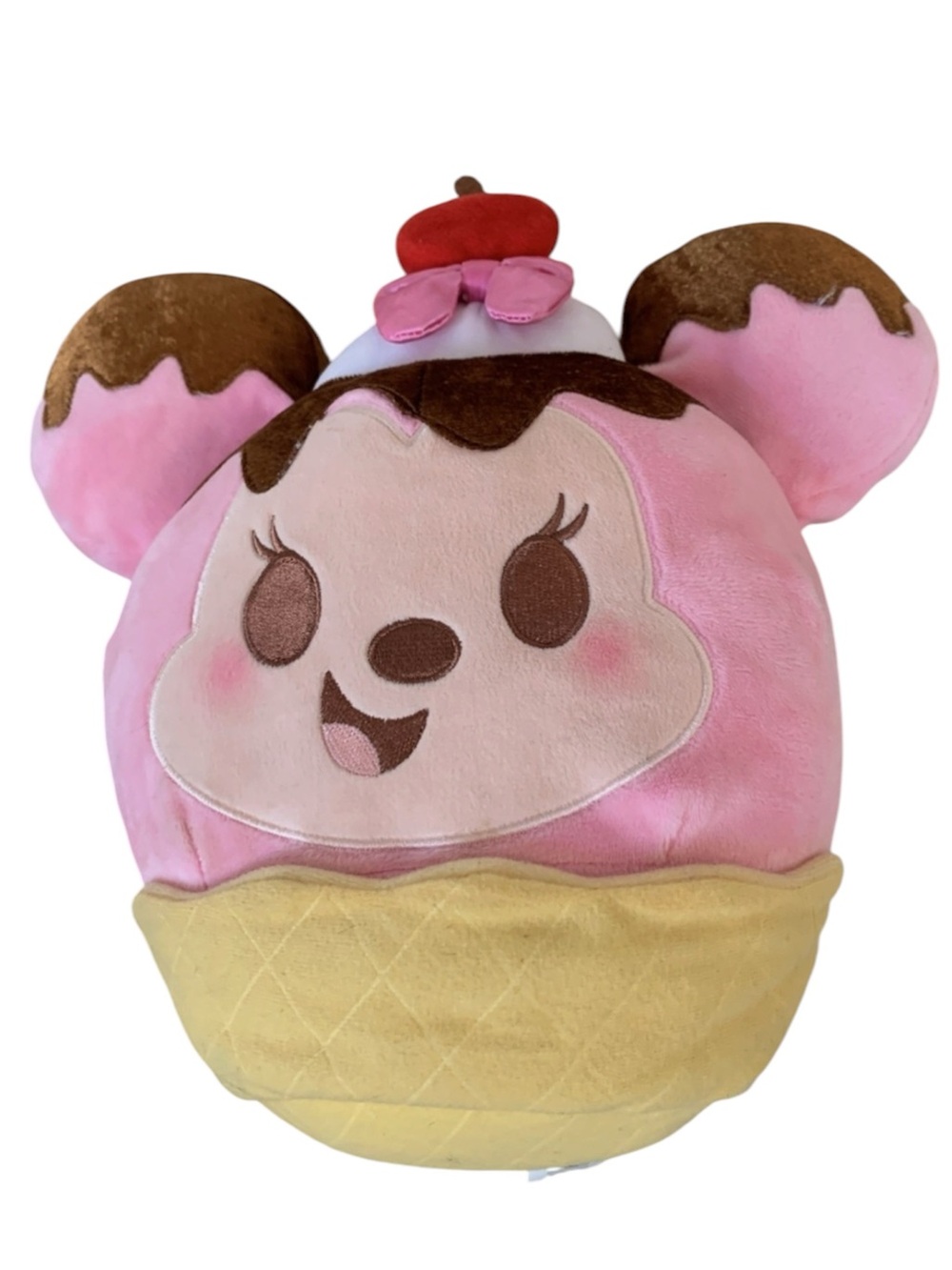 DISNEY Munchlings Waffle Bowl Ice Cream Plush Toy 2023 - Pink/Yellow --No Scent